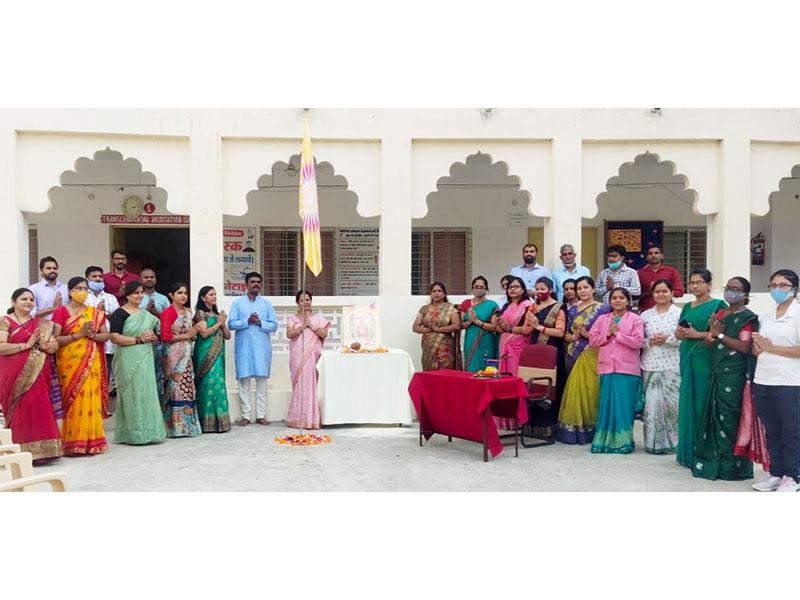 MVM Shahdol:  Hoisting of Maharishi Organisation's Flag on the occasion of Dussehra.