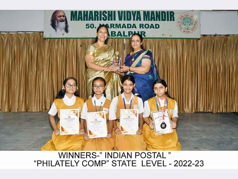 MVM Narmada Road Jabalpur: Students of MVM l Jbp bagged the precious prizes in the district and state level competition conducted by Indian Postal Department.
*State philately comp. - Anshita pandey Xth - Silver medal State level
* Rangoli comp. -  All best three prizes bagged by MVM Jabalpur1 students