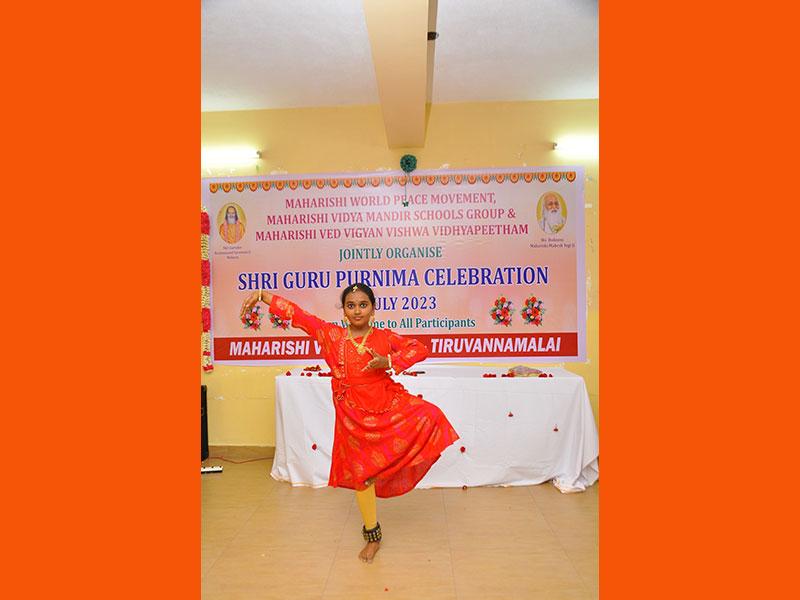 MVM Tiruvannamalai: Shri Guru Purnima &15th Anniversary of Maharishi World Peace Movement celebrated with full spirit and devotion at Maharishi Vidya Mandir Tiruvannamalai.The Chief Guest for the day was Mrs.P.Jothi Lakshmi, headmistress Municipal Girls Higher Secondary School Thiruvannamalai.The function started with Shri Guruparampara Pujan followed with group Transcendental Meditation.