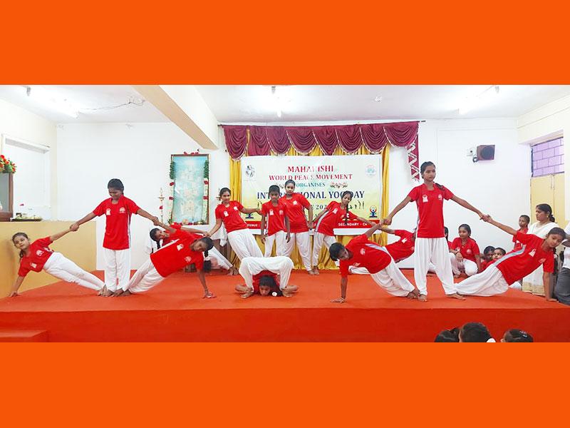 MSE Chennai : Students and Teachers of Maharishi School of Excellence, Chennai celebrating 9th International Yoga Day on 21st June 2023.