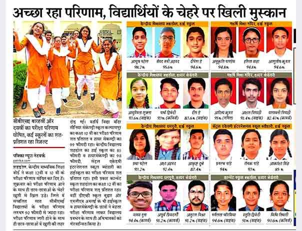 MVM Shahdol: Excellent class 10th CBSE results in Maharishi Vidya Mandir Shahdol.